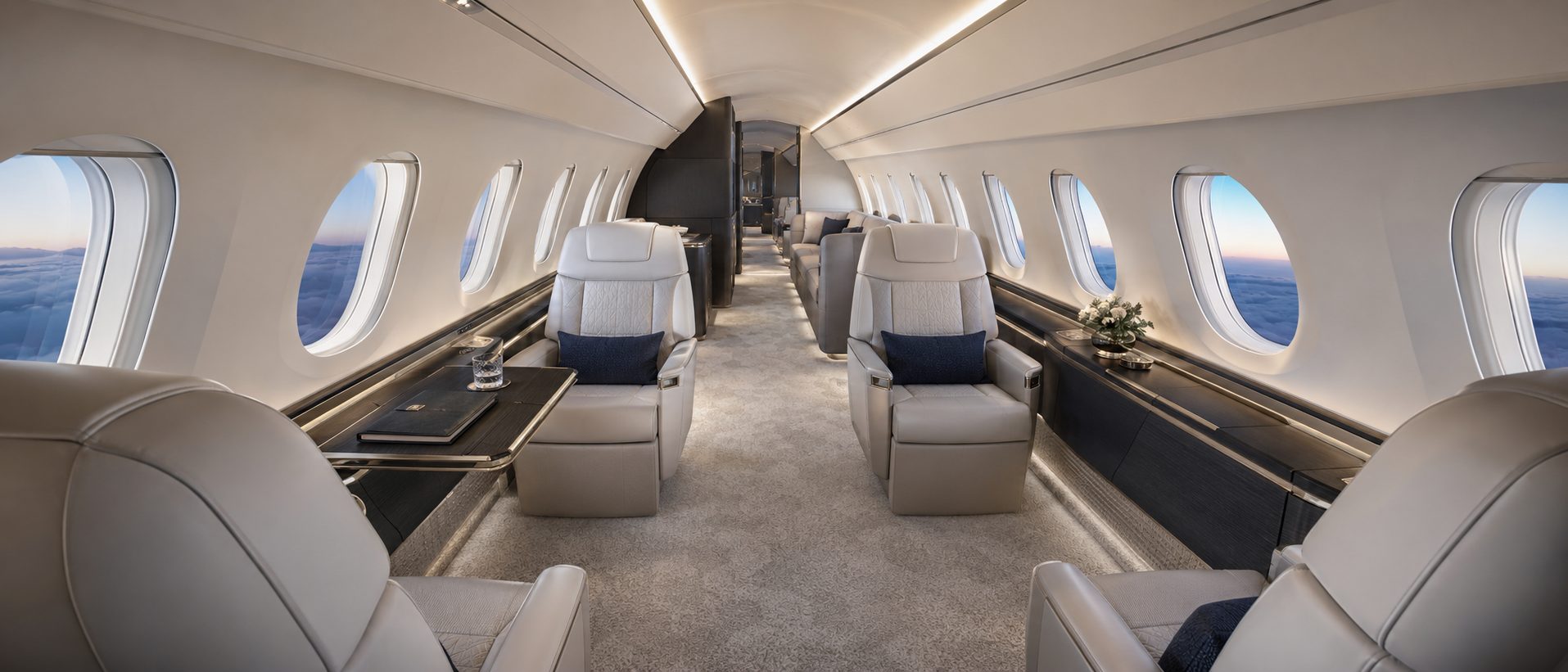 A private jet cabin interior